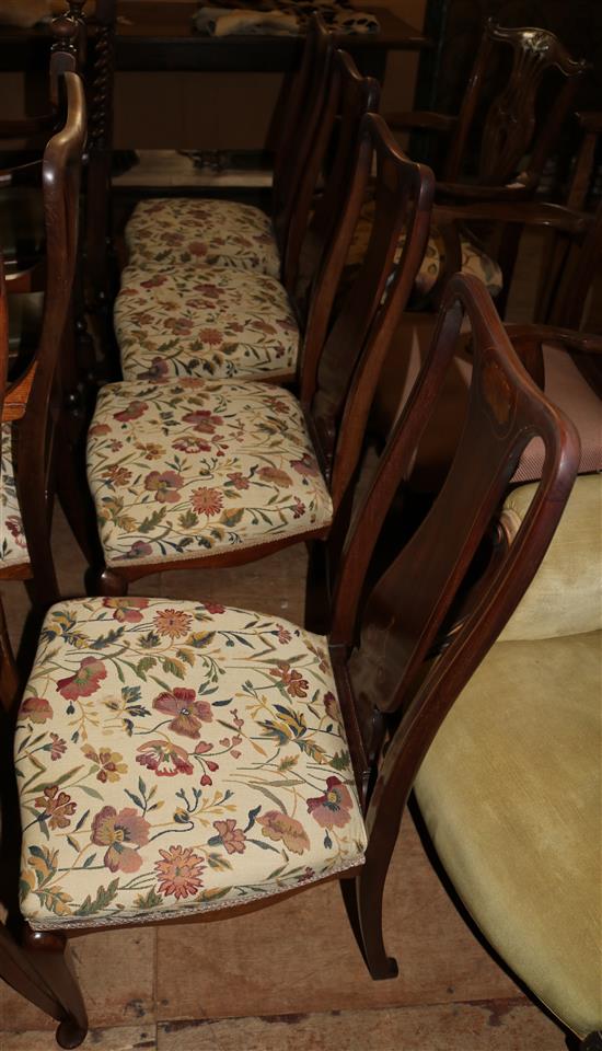 Set of 6 inlaid mahogany chairs(-)